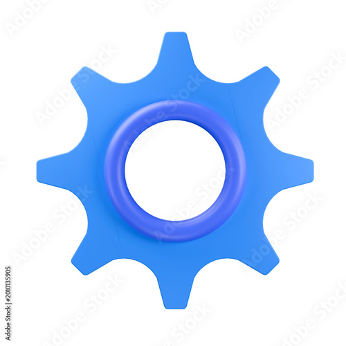 Gear Icon: A simple blue gear icon, a symbol of industry and technology, perfect for illustrating concepts of mechanics, settings, or processes.