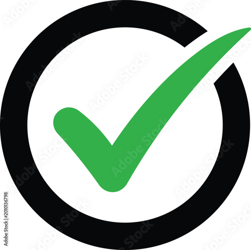 Konstfotografi Green checkmark inside a thick black circle, symbolizing approval or completion
