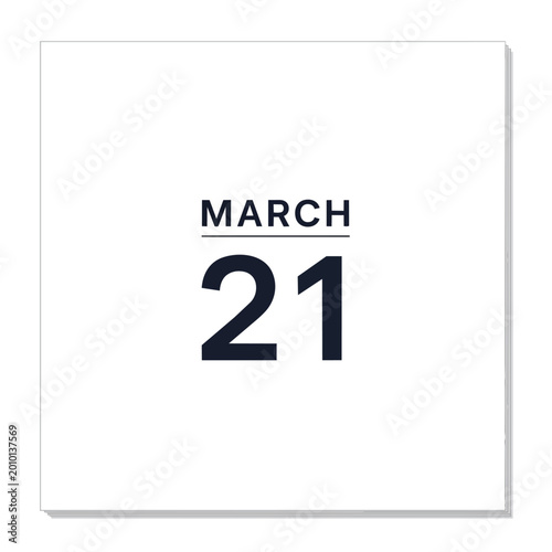 March 21 Minimalist Calendar Date Page Illustration for Scheduling and Reminders