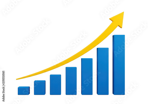 Free Download Rising bar graph with upward trend arrow isolated on transparent background - GFXLoad