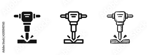 Konstfotografi Jackhammer Pneumatic Drill Construction Tool Icons Set