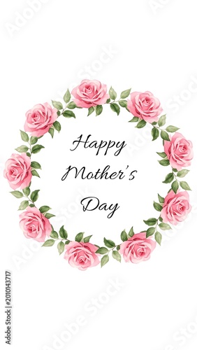 pink roses with blank card
