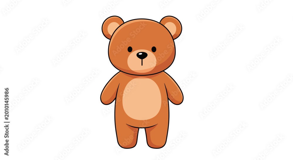 Obraz premium Cute brown teddy bear, cartoon illustration, vector graphic, children's character, emoticon