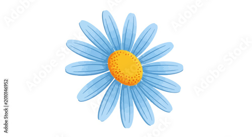 Blue daisy flower, vector illustration, simple floral icon, white background