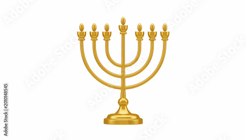 Quadro em tela Golden Menorah, Jewish Symbol, Hanukkah Candleholder, Vector Illustration