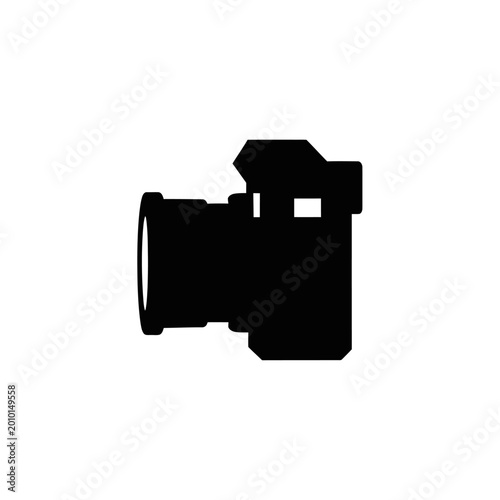 Silhouette of a Modern Digital Camera on White Background.