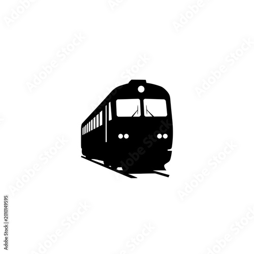 Silhouette of a Modern Train on White Background.