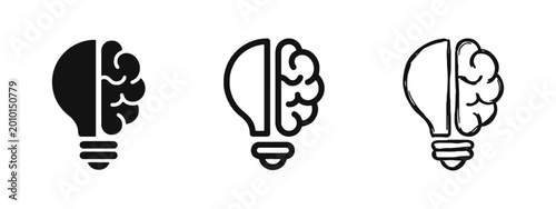 Obraz na plátne Brain and Light Bulb Icons, Idea, Creativity, Intelligence and Innovation Concep