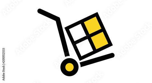 Tableau sur toile Hand truck icon, dolly symbol, cart sign, yellow and black