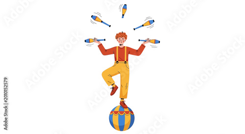 Foto Juggling, circus, acrobat vector, colorful illustration, balancing act, performa