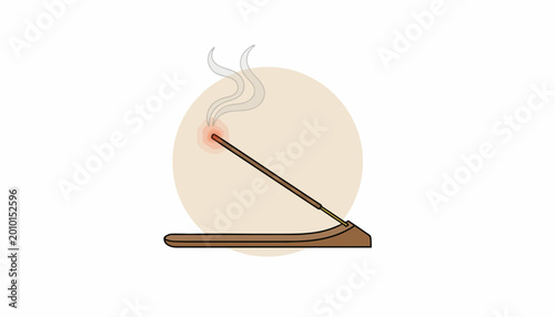 Schilderij op canvas Incense stick, burning incense, aromatic smoke, vector icon, relaxation symbol,