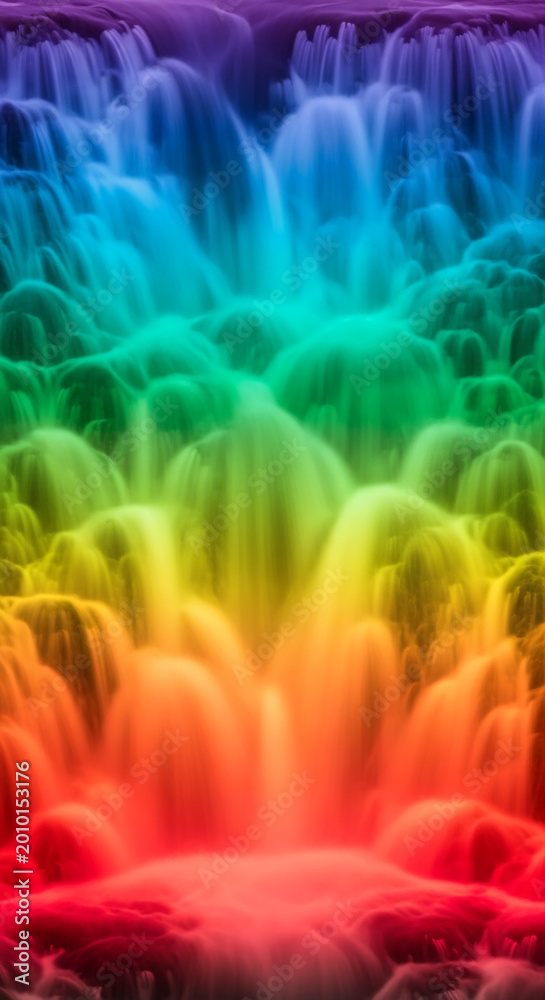 Fototapeta premium Abstract rainbow colored waterfall with soft light streaks symbolizing vibrancy, nature, and fluid motion, perfect for dynamic and creative themes
