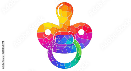 Картината върху платно Rainbow mosaic pacifier icon, colorful baby soother symbol, vibrant vector illus