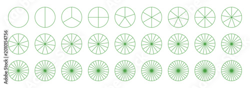 Fotografía Template of green pie chart Sectors divide the circle on equal parts