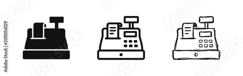 Quadro su tela Cash Register Icon Set, Retail Payment Machine symbols in Glyph, Outline, and Sk
