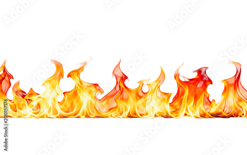 This is a graphic featuring a realistic burning flame border atop a colorful vertical striped background, creating a striking decorative visual effect.