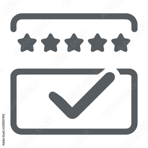 5-star customer satisfaction rating approval checkmark flat design vector