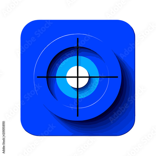 3d blue target with crosshair center focus vector flat design