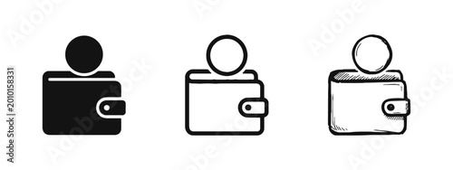 Fényképezés Personal Wallet Icon with User Symbol Representing Financial Account and Custome