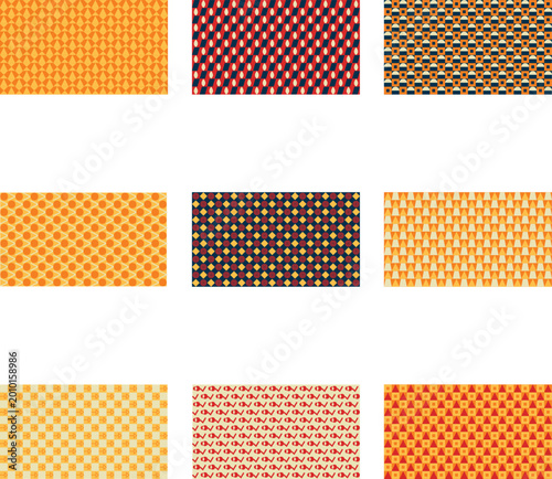 Abstract Geometric Pattern Patchwork and Pixel Art Illustration