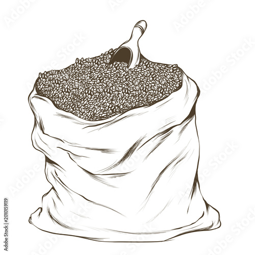 Foto Grain Sack Bag Line Art Transparent Background
