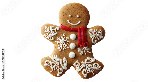 3D Rendered Christmas Gingerbread Man Cookie Illustration PNG on Transparent Background