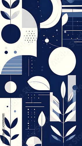 Abstract Floral Blue Art.