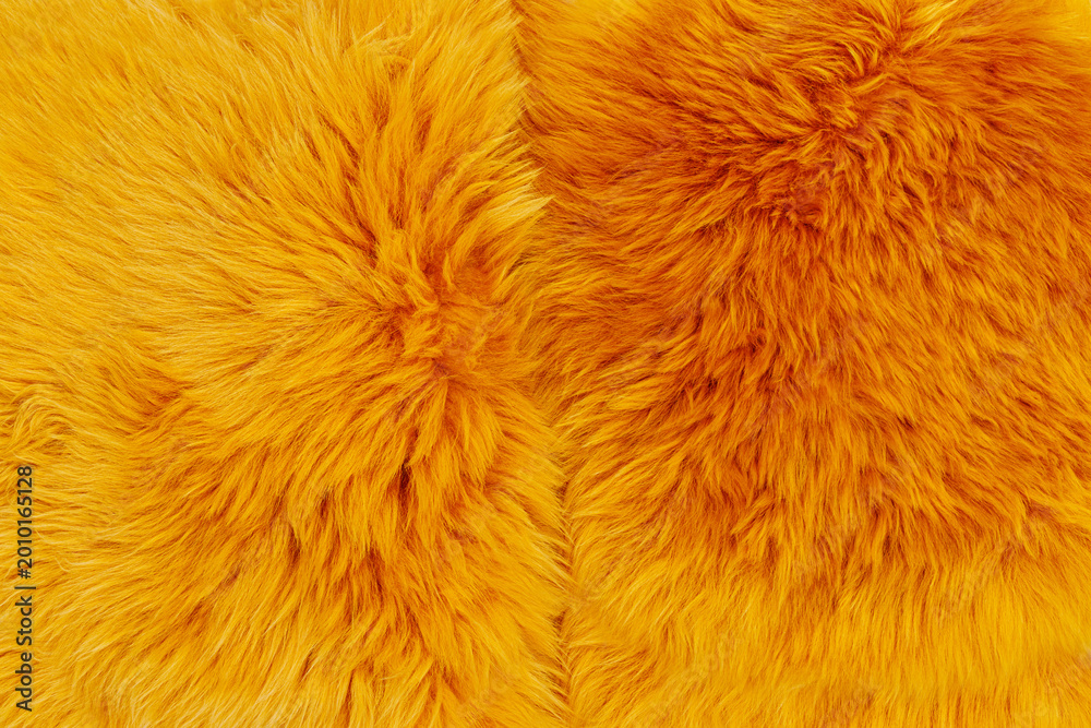 Fototapeta premium Bright yellow fur texture showing soft fibers in close detail on a flat surface during daylight