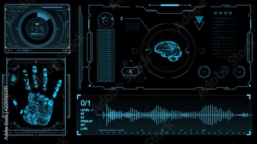 A digital brain scan displayed on a futuristic computer screen with various data streams and graphs. The image represents AI, neuroscience, or medical technology.
