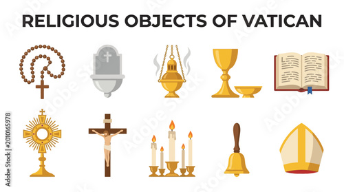 Bild auf Leinwand Collection of Religious Objects and Symbols Associated with the Vatican