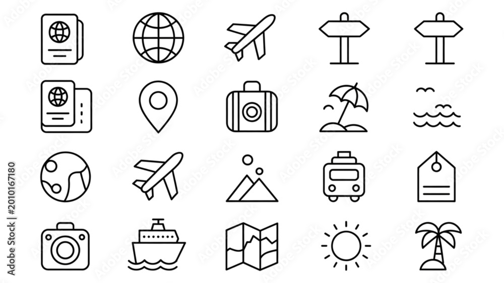 Fototapeta premium Set of flat line icons for business and finance tools and actions Vector