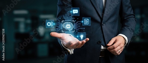 Innovative ai solutions showcase modern office space digital marketing content professional environment close-up viewpoint future technology concepts for business growth