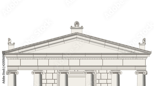 Fotografie 2D toon illustration of a classical greek temple pediment
