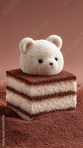 Delightful Teddy Bear Cake: An Adorable Dessert Combining Creamy Layers with a Playful Fluffy Teddy Bear Design, Perfect for Sweet Celebrations and Specialized Treats.