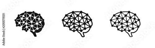 Foto Artificial Intelligence Brain Network Icon Set, AI and Data Concept
