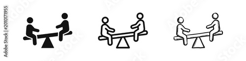 Fotografija People on Seesaw Icon Set, Balance and Teamwork Concept