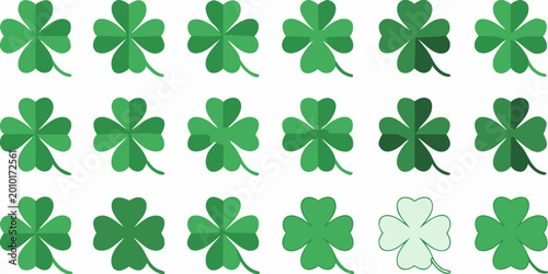 Obraz na płótnie Shamrock collection green clover leaves vector illustration on white background