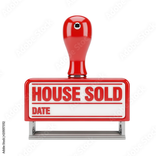 Vibrant house sold rubber stamp with bold red handle