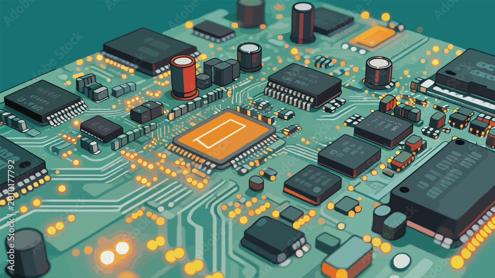 Obraz premium Artistic Illustration of a Modern Circuit Motherboard
