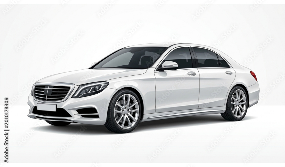Obraz premium leek white luxury car vector illustration with glossy finish and modern design for automotive art