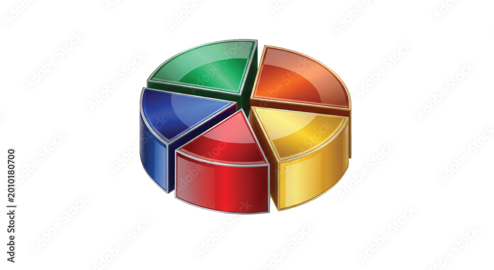 Fototapeta premium Colorful abstract circular diagram with five segments representing data or concepts