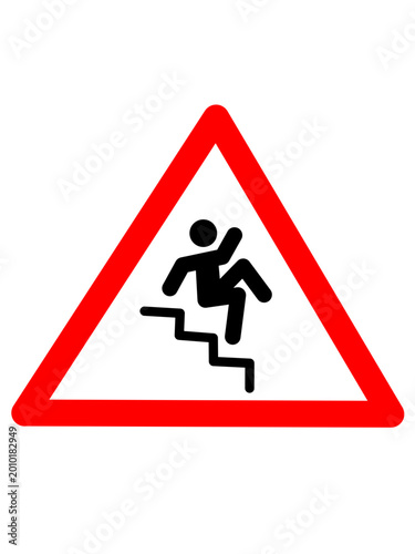 warning sign for falling down the stairs