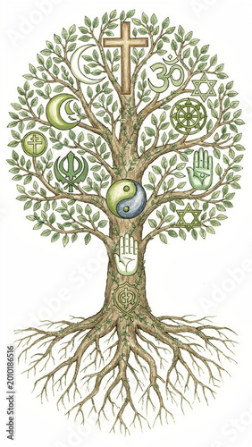 green tree with roots