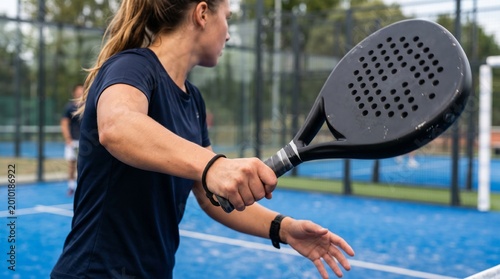 photo of the activity of deflecting the ball in the sport of padel which is currently viral made by AI generative