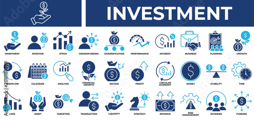 Photos Investment icon set collection