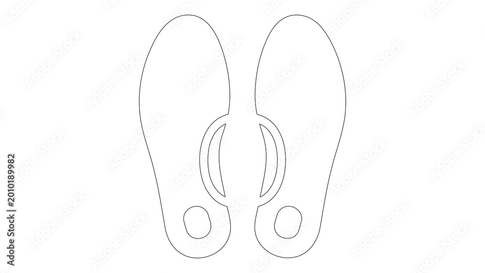 Obraz premium Line art illustration of shoe insoles with gel cushioning pads, representing comfort and support for footwear