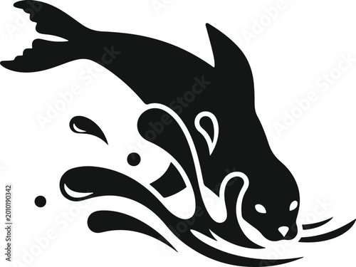 Photos Seal jumping out water splashing fluid motion playful aquatic animal marine life ocean creature swimming diving frolic