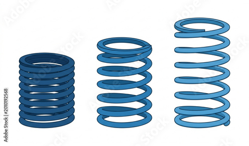 Bild auf Leinwand Spring silhouette icon set vector with coil shapes and compression variations