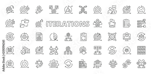 Tableau sur toile Iterations icons in line design