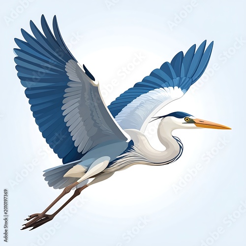 Digitally rendered bird, displaying open wings, in mid-flight against a gradient-style sky background